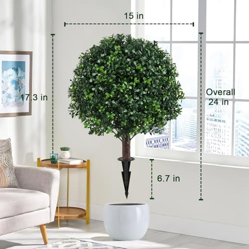 2 Pack UV Resistant Artificial Boxwood Plants Outdoor Topiary (Boxwood)