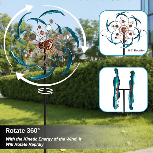 Senfalme Wind Spinners Outdoor Metal 360° Rotating (Lens Windmill)