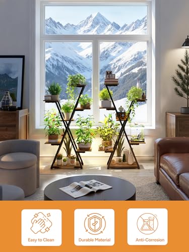 Plant Stand Indoor with Grow Lights (Black / 43.3 inch, 7 tier)