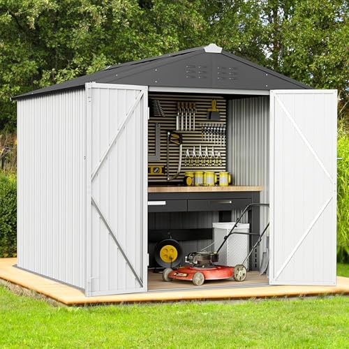 6x4FT Outdoor Storage Shed (6x4 / White)