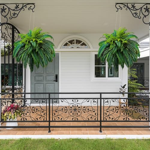 2 Pack Artificial Boston Ferns Outdoor (48"-88 Leaves)