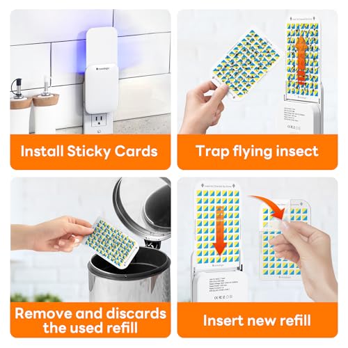 Indoor Fruit Fly Traps Smart Gnat Trap for House Indoor with Motion Sensor Night Light (off white / 1 Device+ 5 Refills)