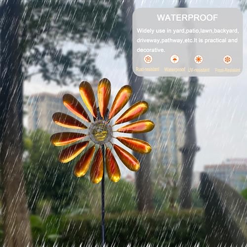 44.48in Orange Solar Daisy Wind Spinner (Orange)