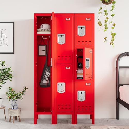 Metal Lockers (Red / 2 Door-(66.15" H x 11.8" W x 11.8" D))