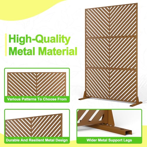 Metal Outdoor Privacy Screen (72" H×47" W / Brown Parallel)