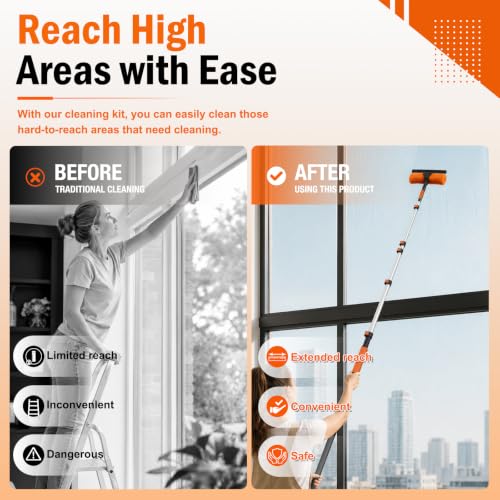 30FT High Reach Duster Cleaning Kit with Extension Pole (24FT)
