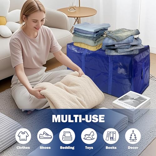 4 Pack Extra Heavy Duty Large Moving Bags with Strong Zipper & Carrying Handles (4 Count)