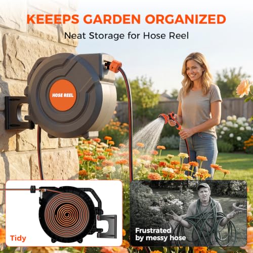 Upgraded Retractable Garden Hose Reel 5
