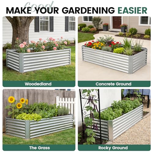6x3x2 ft Galvanized Raised Garden Bed Kit (Silver / 6x3x2 ft)
