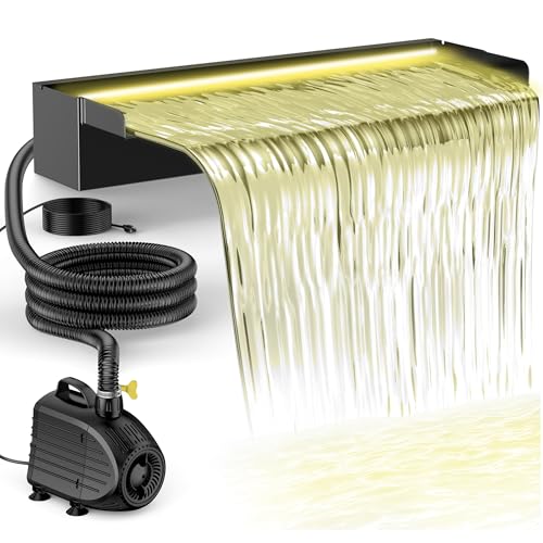 Pond Waterfall Kit with 23.6" W Stainless Steel Waterfall Spillway