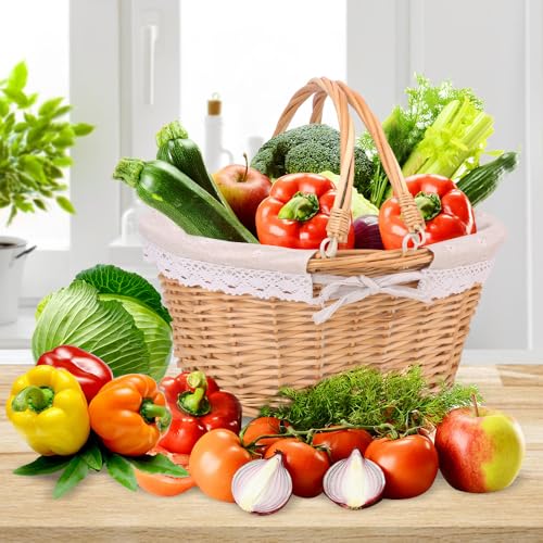 2 Pack Natural Wicker Basket with Linen Lining (2 Count)