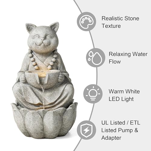 Water Fountain Outdoor (Concrete Cat / 22"H)