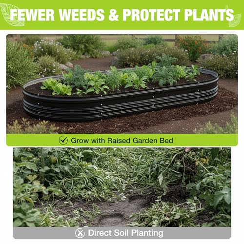 2PK 8x4x1ft Outdoor Galvanized Raised Garden Bed Set (Black / 8x4x1ft(2PK))