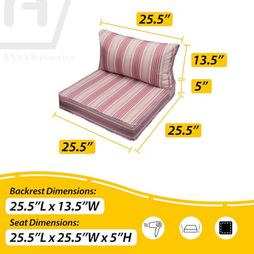 Outdoor Chair Cushions (Dusty Rose Garden Stripe / 25.5"x25.5"x5" / 25.5"x13.5")