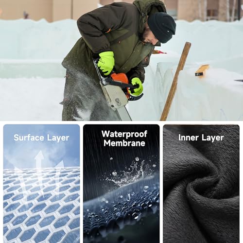 100% Waterproof Winter 1 Pair Pack Work Gloves for Men Yellow S (Yellow - Thermal / Small)