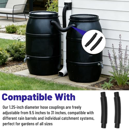 1.25" Diameter Rain Barrel Hose Connector Downspout Diverter Kit (2 Count)