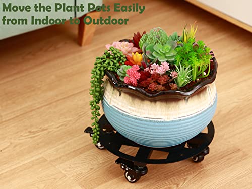 2 Packs 13 inches Large Metal Plant Caddy with Wheels Heavy