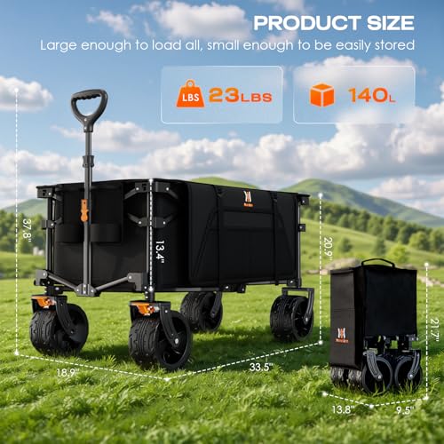 Big Wheels Collapsible Wagon Cart Foldable (Black / 140L)