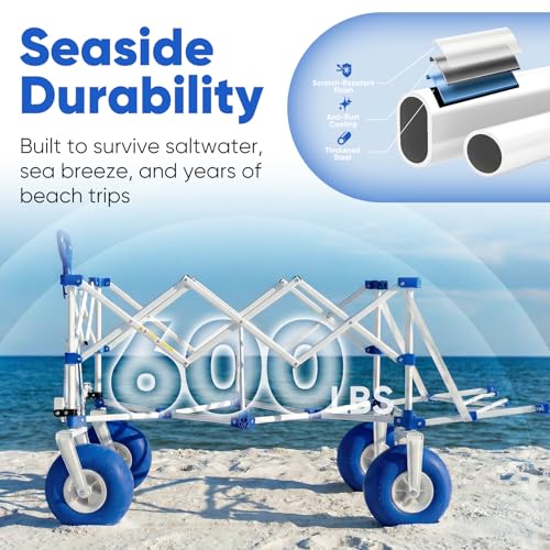 Heavy Duty Beach Wagon with 9" Big Sand (Blue&white)