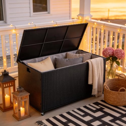 Sundale 170 Gallon Oudoor Deck Box (Black / 170 Gallon)