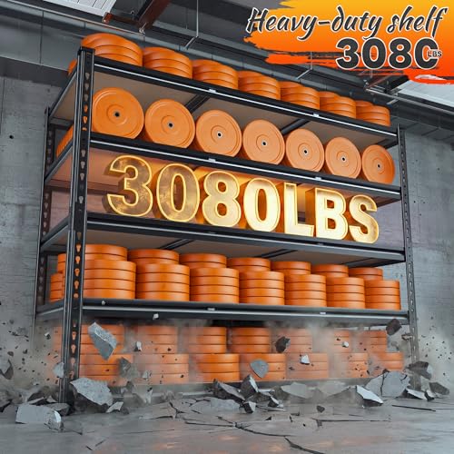 48" W Garage Shelving 3080LBS Storage Shelves 5 Tier Industrial Shelving Adjustable Metal Storage Shelves for Garage (48" W x 72" H x 24" D)