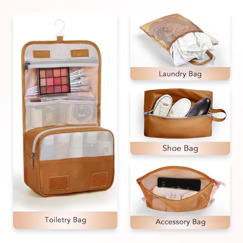10 Set Compression Packing Cubes for Travel Essentials (Brown)