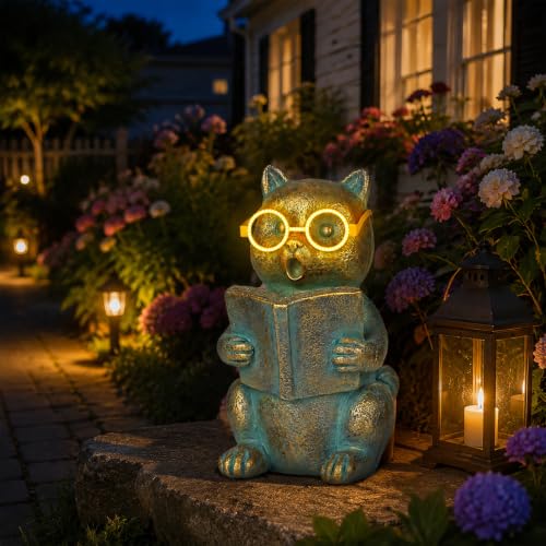 Solar Reading Cat Decor with Light (Cat)