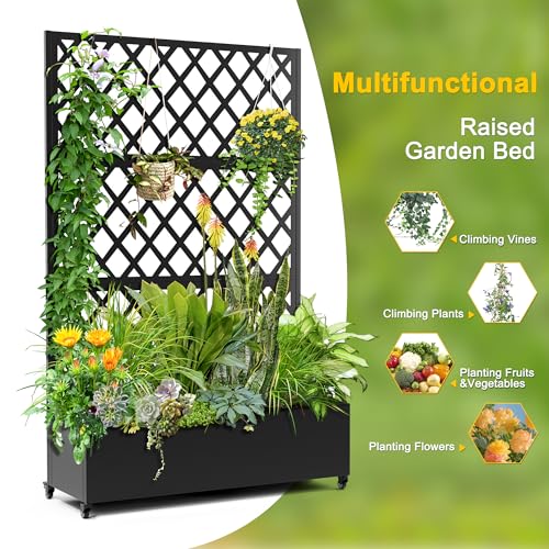 Metal Planter Box with Privacy Screen