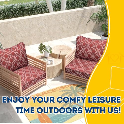 Outdoor Chair Cushions (Clay Red Vine Trellis / 23.5"x25.5"x5" / 23.5"x19")