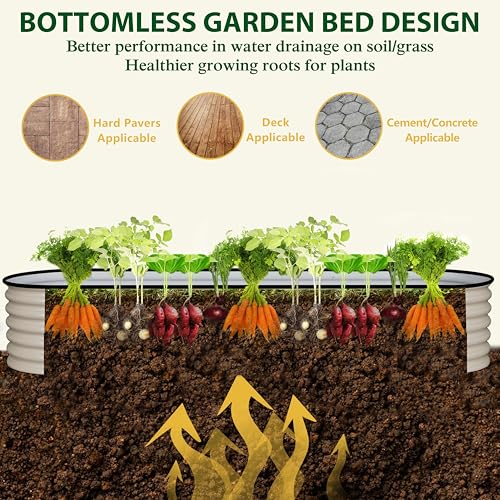 8x2x1.4ft Galvanized Raised Garden Bed (Ivory White / 8x2x1.4FT)
