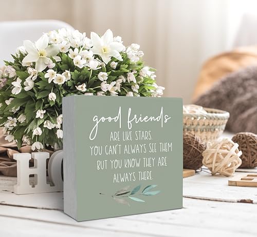 Good Friends Are Like Stars Wood Box Sign Desk Decor (GOOD-green / 5 x 5 inches)