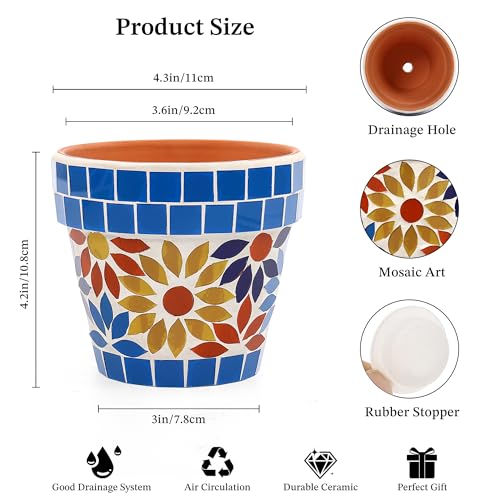 Mosaic Flower Pot (Blue$yellow)