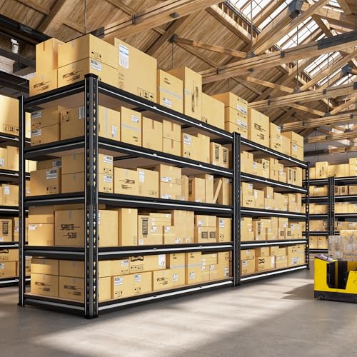 48" W Garage Shelving 3080LBS Storage Shelves 5 Tier Industrial Shelving Adjustable Metal Storage Shelves for Garage (48" W x 72" H x 24" D)