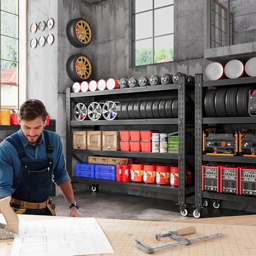 55.1” Wide Heavy Duty Metal Garage Shelving (Matte Black / 55.1"Wx23.6"Dx75.6"H)