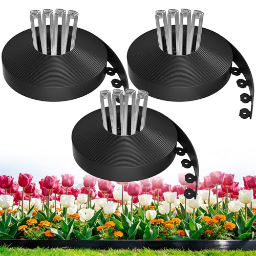 200ft 1.5in Tall Landscape Edging Kit with 300 Metal Spikes (Black / 1.5in*200ft)