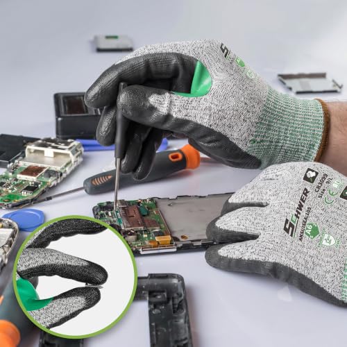 12 Pairs A6 Cut Resistant Gloves with Reinforced Thumb (Grey / Large)