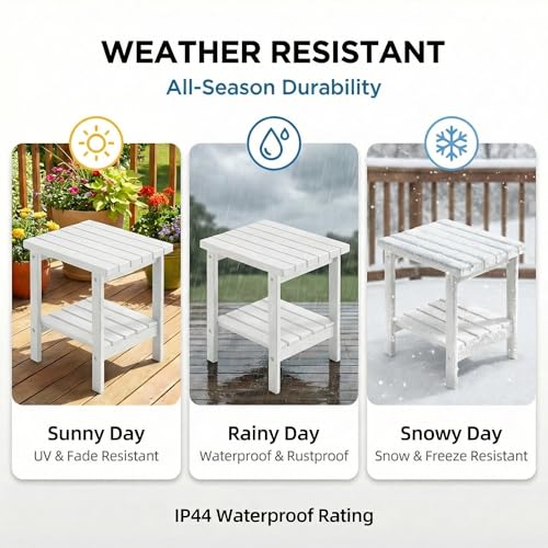 Outdoor Side Table (White / Square 2-Tier)