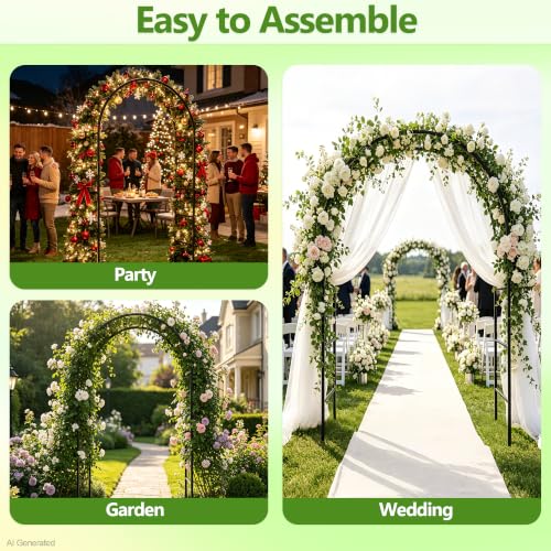 Metal Garden Arch Trellis for Climbing Plants 94.5" H x 55" W (94.5" H x 55" W*14.5"L)
