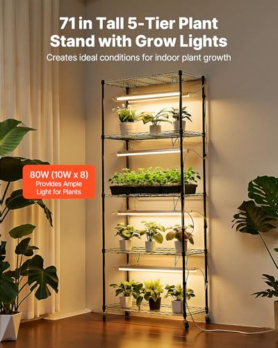 Plant Shelf with Grow Light (3 Mode Automatic Timer / 5-Tier)