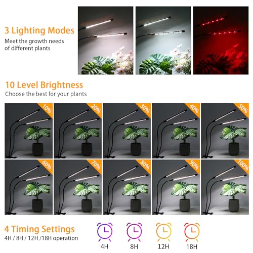 Black Grow Lights for Indoor Plants (2 Head 2 Pack)