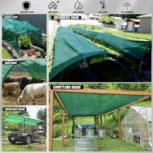 Sun Shade Cloth with Grommets for Garden (10FTx14FT / 55% Shade-Dark Green)