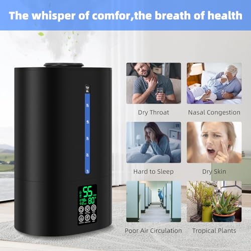6L Warm & Cool Mist Humidifiers for Bedroom (6l / A-Black)