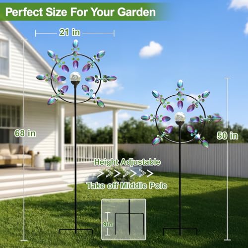 Large Peacock Solar Wind Spinner Outdoor