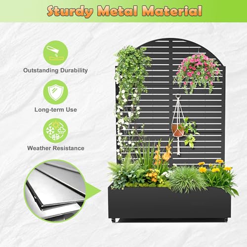 Metal Raised Garden Bed (Black Arched-louvered / 71" x 47" x 16")