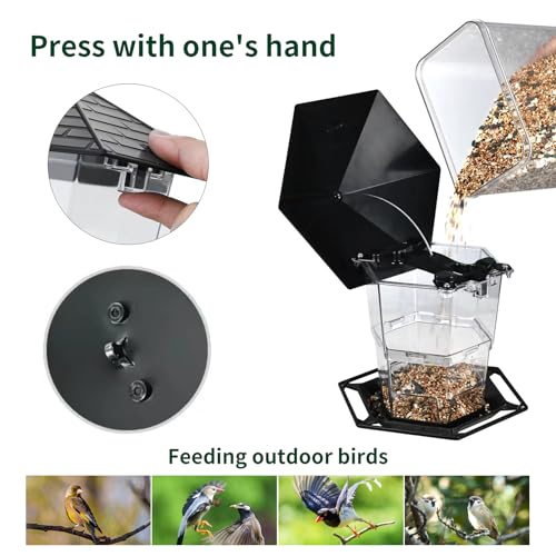 Bird Feeders for Outdoors Hanging Bird Feeder Wild Birds Seed (Black 2 pack)