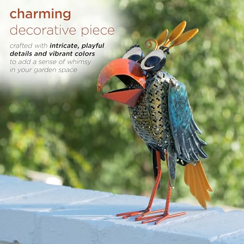 12" Tall Outdoor Metal Wide (12" Multicolor Bird)
