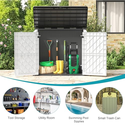 Outdoor Storage Cabinet 36 Cu Ft with Lockable Doors (Ashen / 29.1"×51.1"×43.3")