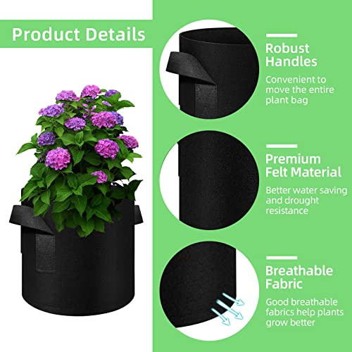 90 Pack 10 Gallon Garden Plant Aeration Fabric Pots with Handles Non (10 Gallons)