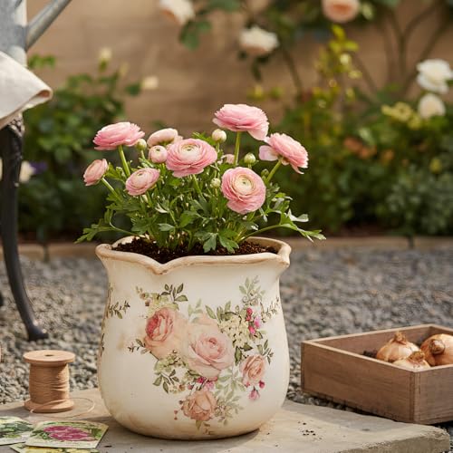Ceramic Flower Vase (Ivory Blush Floral)