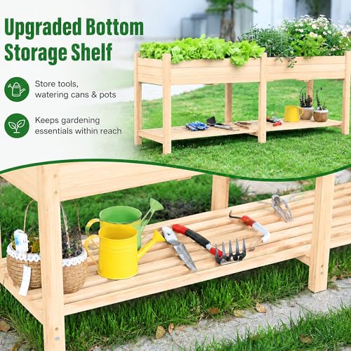 72 in Raised Garden Beds Outdoor Fir Wood Planters for Outdoor Plants (Natural / W72X D23.5X H30in)